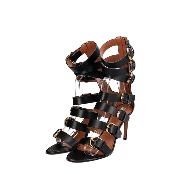 Leather Multi Boucles Sandals Black