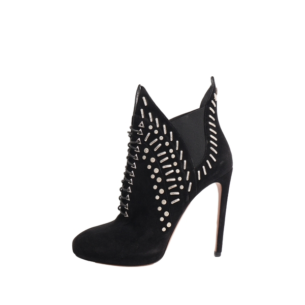 Suede Embellished Ankle Boots Black