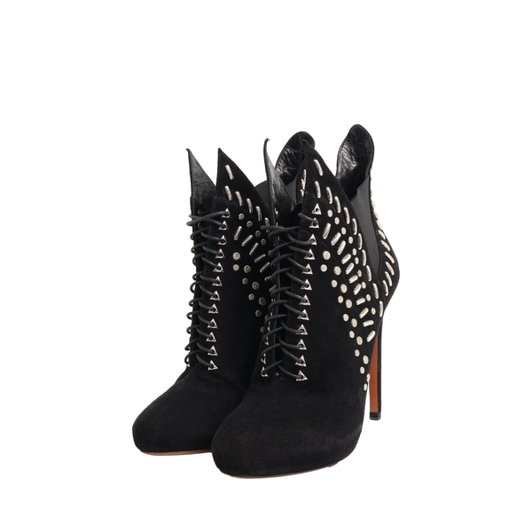 Suede Embellished Ankle Boots Black