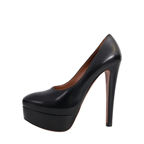 Leather Platform Pumps Black
