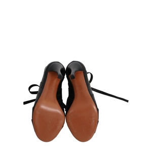 Leather Lazer Cut Booties Black, view 5