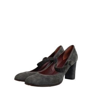 Vintage Suede Mary Jane Pumps Grey