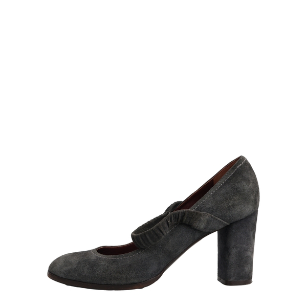 Vintage Suede Mary Jane Pumps Grey