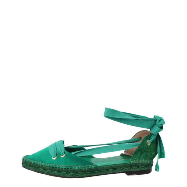 x Castaner Satin Lace Up Espadrilles Green
