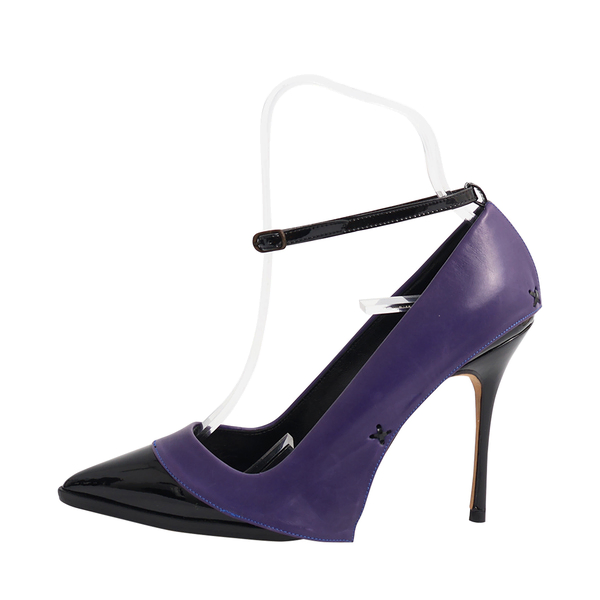 Leather/Patent Tracy Pumps Purple/Black