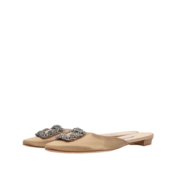 Satin Hangisi Mules Beige