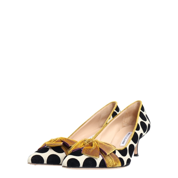 Velvet Polka Dot Bow Pumps Multicolour