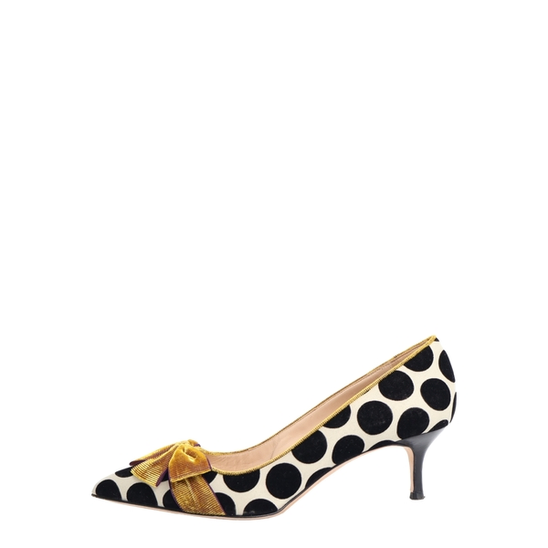 Velvet Polka Dot Bow Pumps Multicolour
