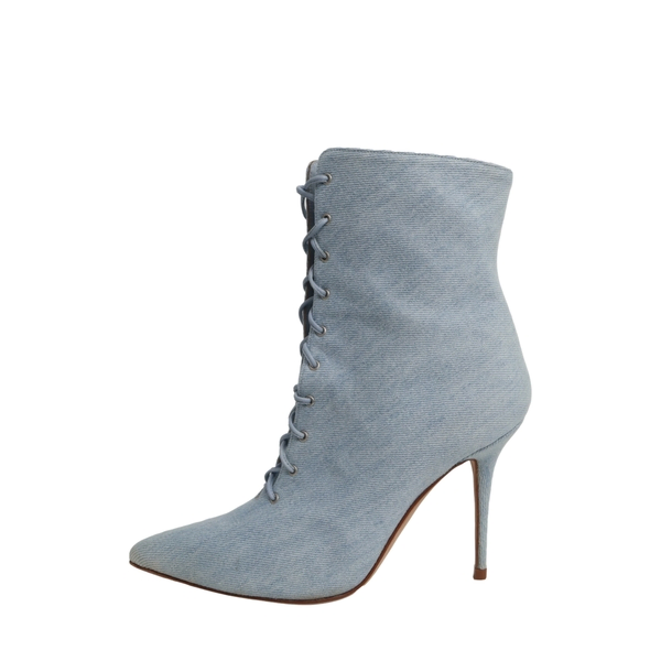 x Rihanna Denim Dancehall Cowgirl Ankle Boots Blue