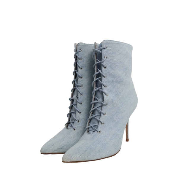 x Rihanna Denim Dancehall Cowgirl Ankle Boots Blue
