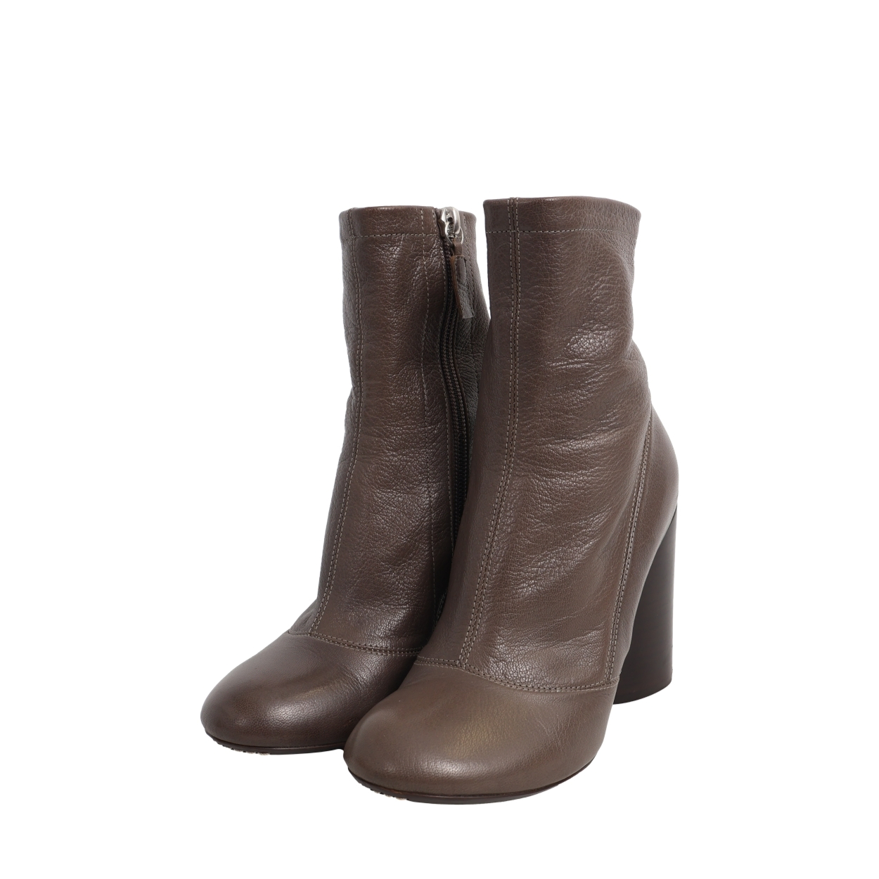 Aged Leather Ankle Boots Taupe