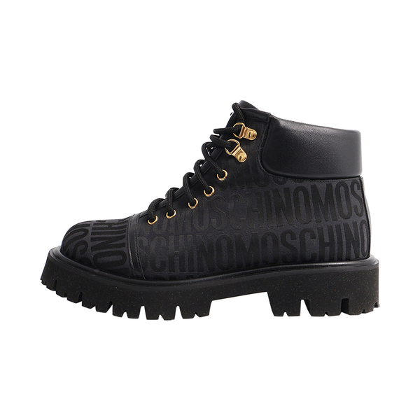 Jacquard Logo Combat Boots Black