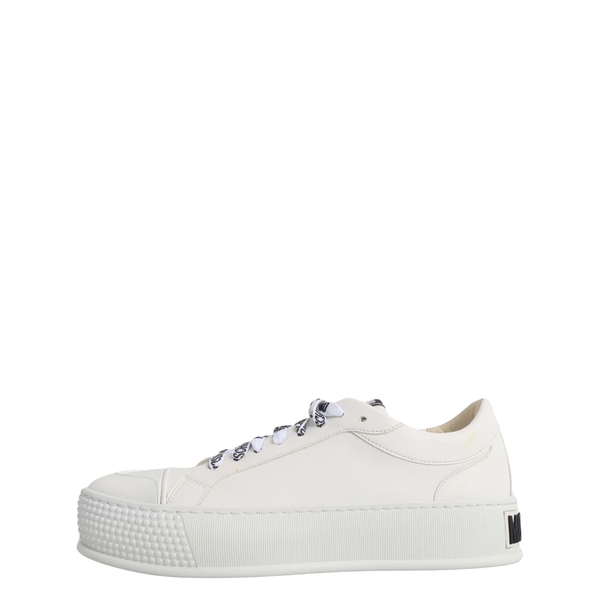 Leather Platform Sneakers White