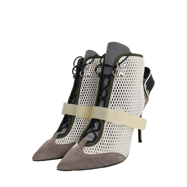 Mesh/Suede Ankle Boots Grey/White