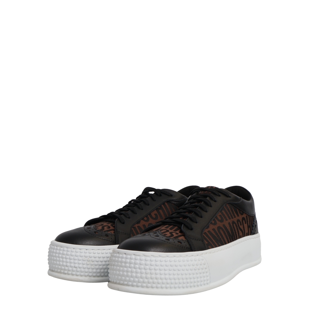 Canvas/Leather Logo Sneakers Black/Brown