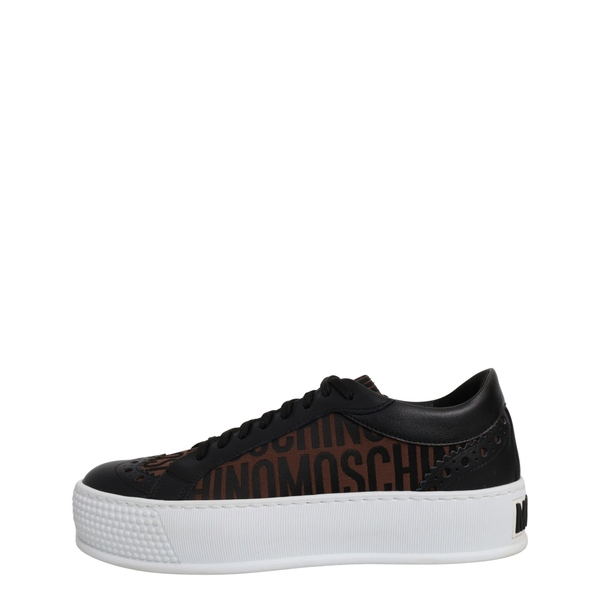 Canvas/Leather Logo Sneakers Black/Brown