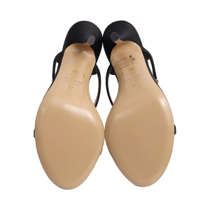 Satin Crystal Logo Sandals Black, view 5