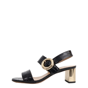 Vintage Croc Embossed Sandals Black/Gold, view 2