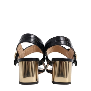 Vintage Croc Embossed Sandals Black/Gold, view 4