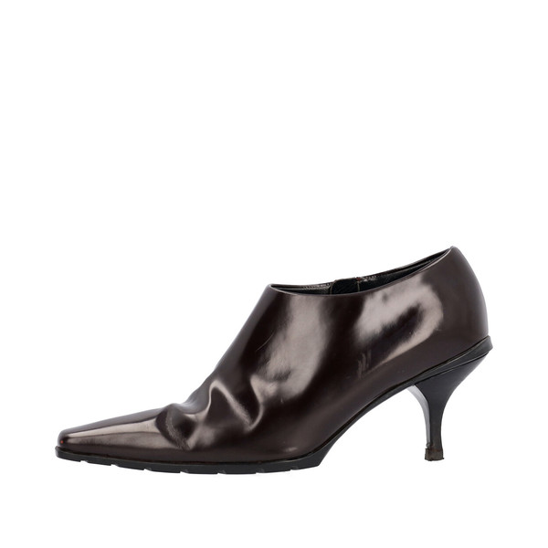 Glazed Leather Ankle Boots Brown