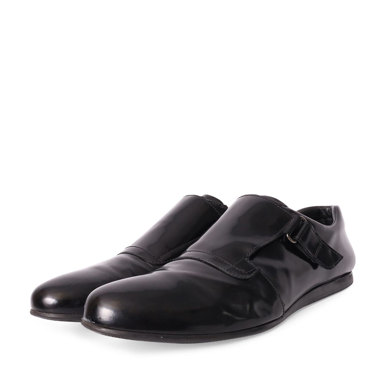 99aw Prada velcro leather shoes 27.0 プラダ PRADA Leather Velcro Shoes Black | Luxity