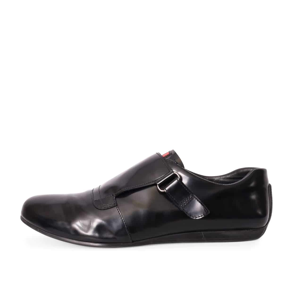 PRADA leather velcro shoes black 26〜27 Prada Black Mesh and Leather Velcro Sneakers Prada