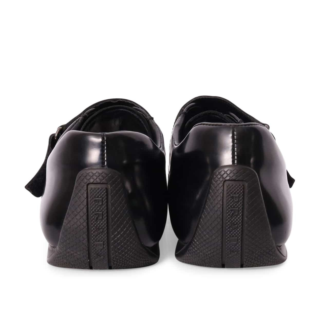 靴 PRADA verclo leather shoes black Prada Black Mesh and Leather Velcro Sneakers Prada