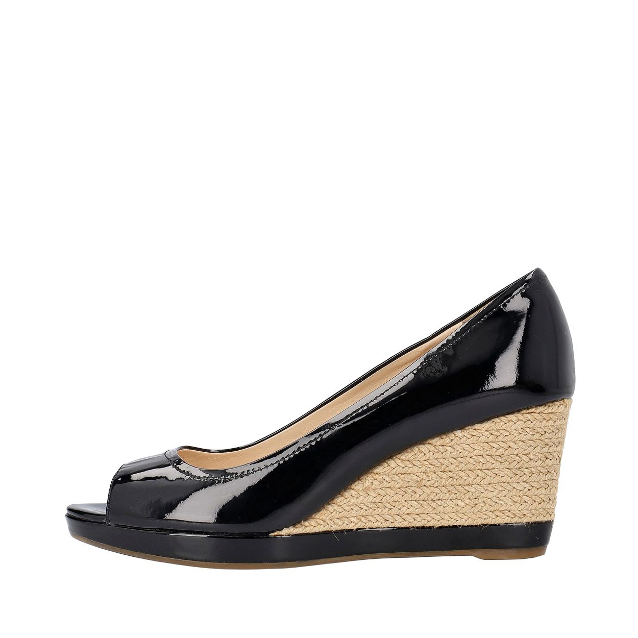 MIU MIU Patent Wedge Sandals Black | Luxity