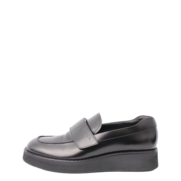 Brushed Leather Loafers Black