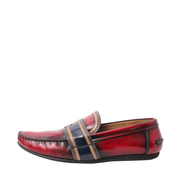 Leather Penny Loafers Red/Navy