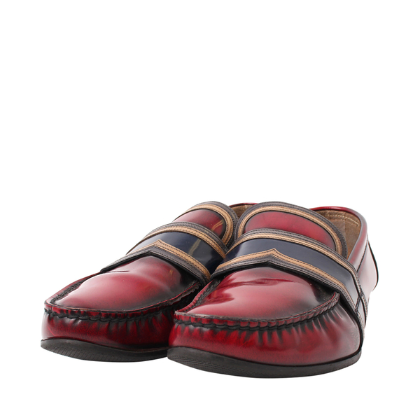 Leather Penny Loafers Red/Navy