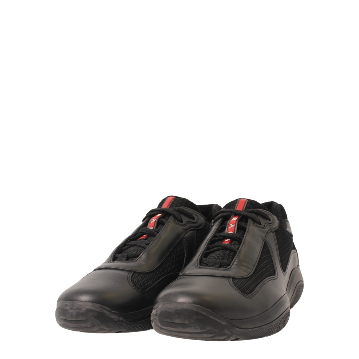 PRADA Leather/Mesh America's Cup Sneakers Black | Luxity