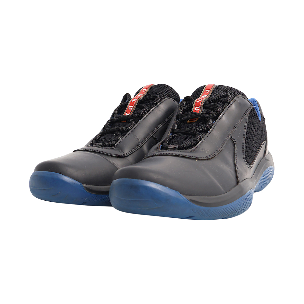 靴 Prada America cup size7 26cm~27cm PRADA Leather America's Cup Sneakers Black/Blue | Luxity