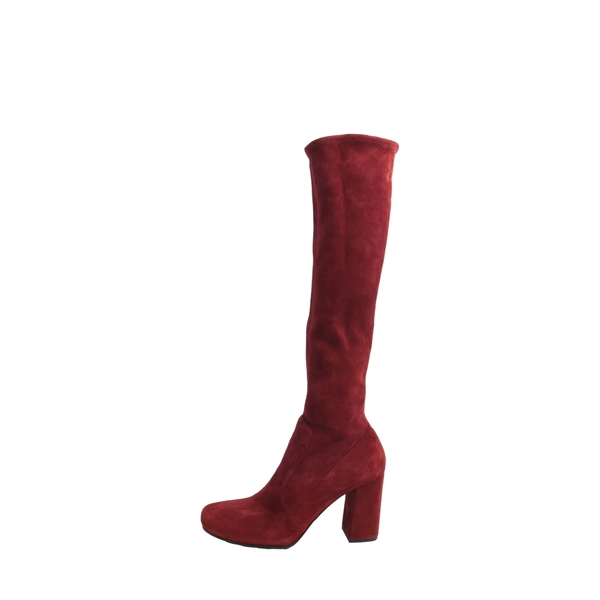 Suede Knee High Boots Burgundy