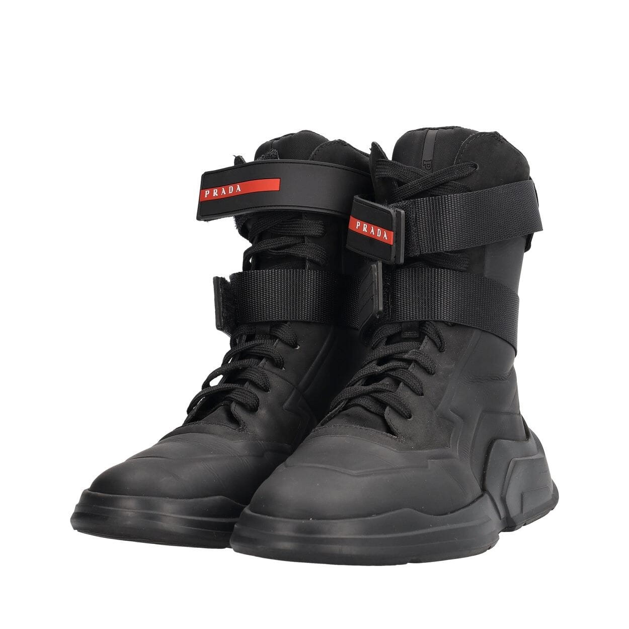 PRADA Nubuck Polarius High Top Sneakers Black | Luxity