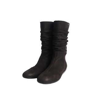 Nubuck Flat Slouch Boots Black