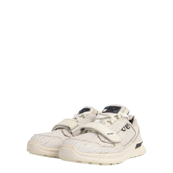 Aged Leather Mechano Sneakers White