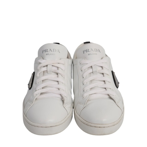 Brushed Leather Sneakers White, view 3