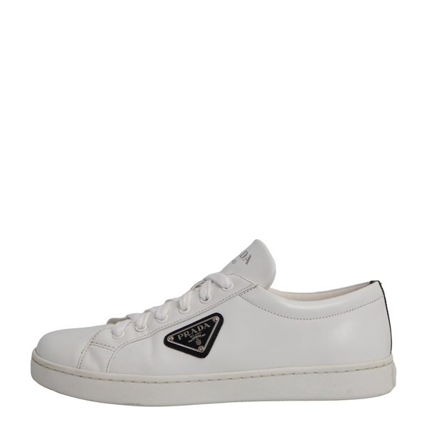 Brushed Leather Sneakers White