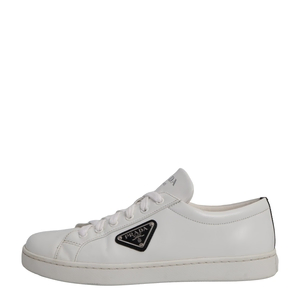 Brushed Leather Sneakers White, view 2