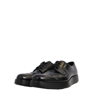 Leather Lace Up Derby Shoes Black