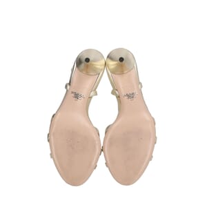 Metallic Leather Strappy Sandals Gold, view 4