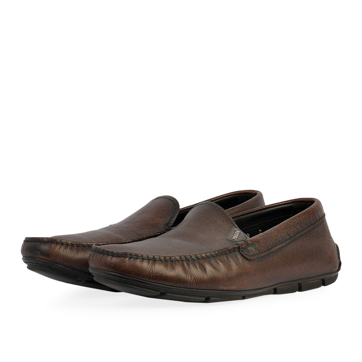 PRADA Leather Men's Moccasins Driving Loafers Brown | Luxity PRADA Leather Men's Moccasins Driving Loafers Brown | Luxity