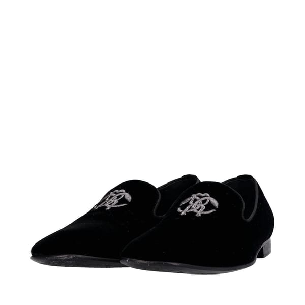 Velvet Monogram Motif Loafers Black