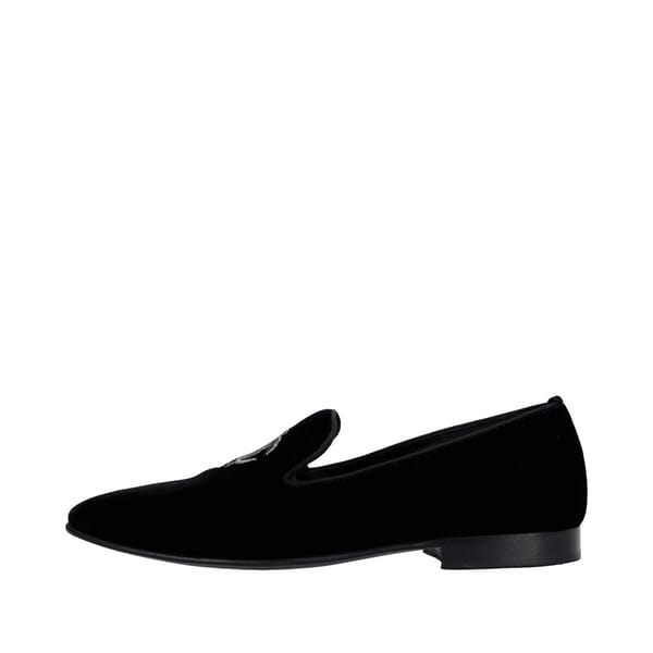 Velvet Monogram Motif Loafers Black