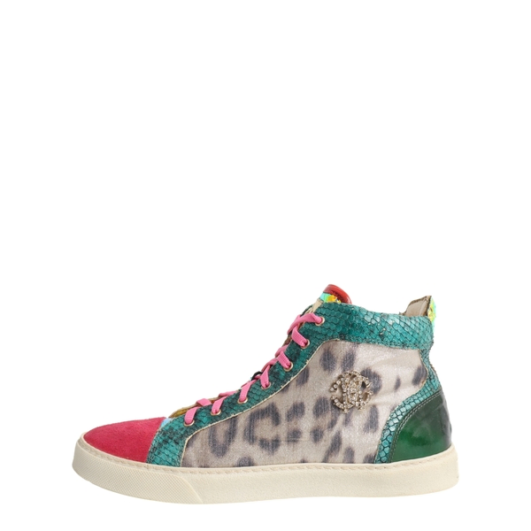 Mixed Material High Top Sneakers Multicolour