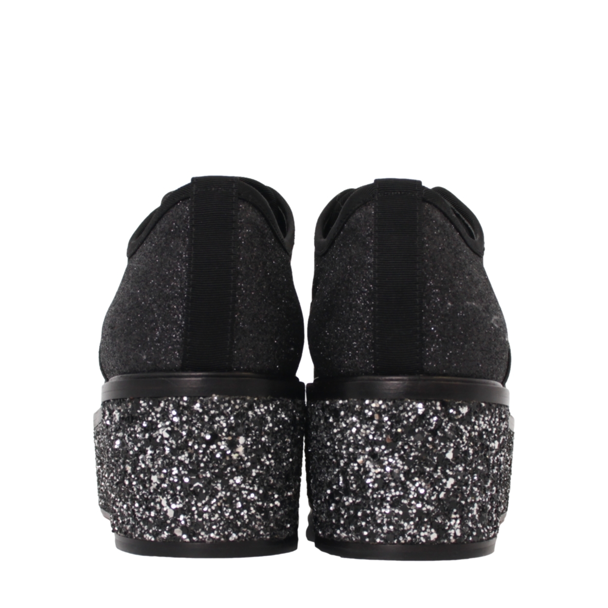 SERGIO ROSSI Glitter Platform Lace Up Shoes Black | Luxity Sergio Rossi glitter platform lace up Oxford loafer main image 0