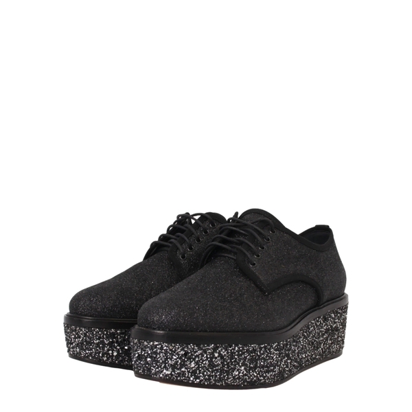 Glitter Platform Lace Up Shoes Black