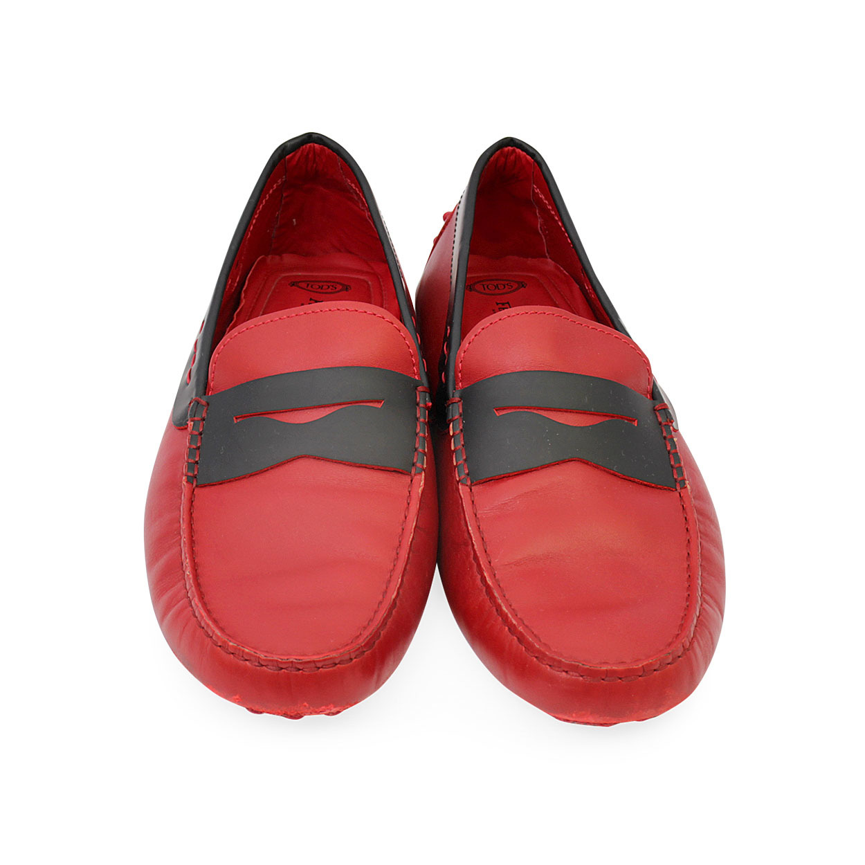 TOD'S For Ferrari Leather Gommino Loafers Red | Luxity