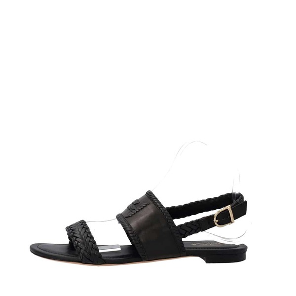 Leather Flat Sandals Black